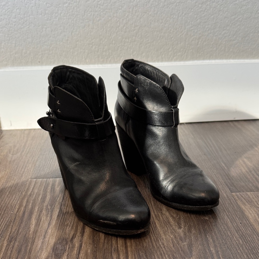 rag & bone Harrow Black Leather Ankle Boots